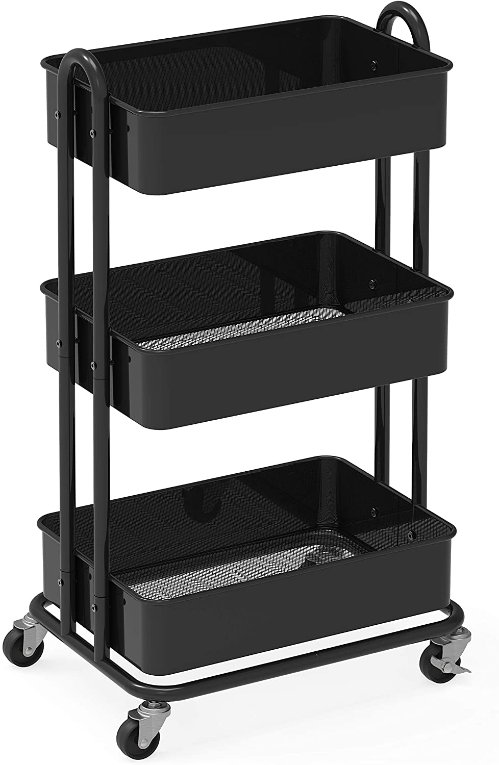 SimpleHouseware Heavy Duty 3-Tier Metal Utility Rolling Cart, Black SimpleHouseware Heavy Duty 3-Tier Metal Utility Rolling Cart, Black
